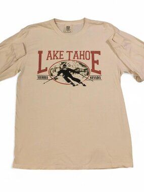 Comfort Colors Lake Tahoe Sierra Nevada Ski Graphic Long Sleeve Shirt Large